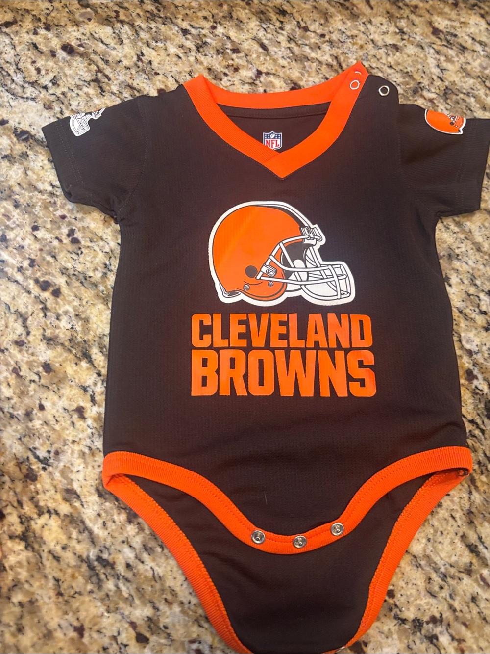 NFL Cleveland Browns Infant One-Piece Bodysuit in Brown and Orange